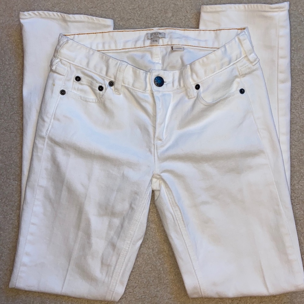 J. Crew White Straight-Leg Jeans with Dark Rivet Details